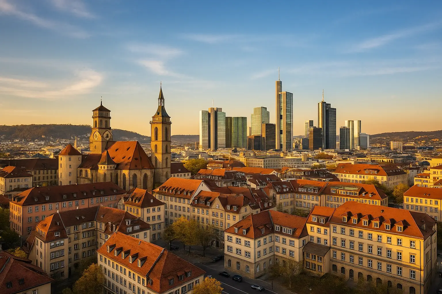 Engineering Investments | Colorful High Buildings View on Stuttgart