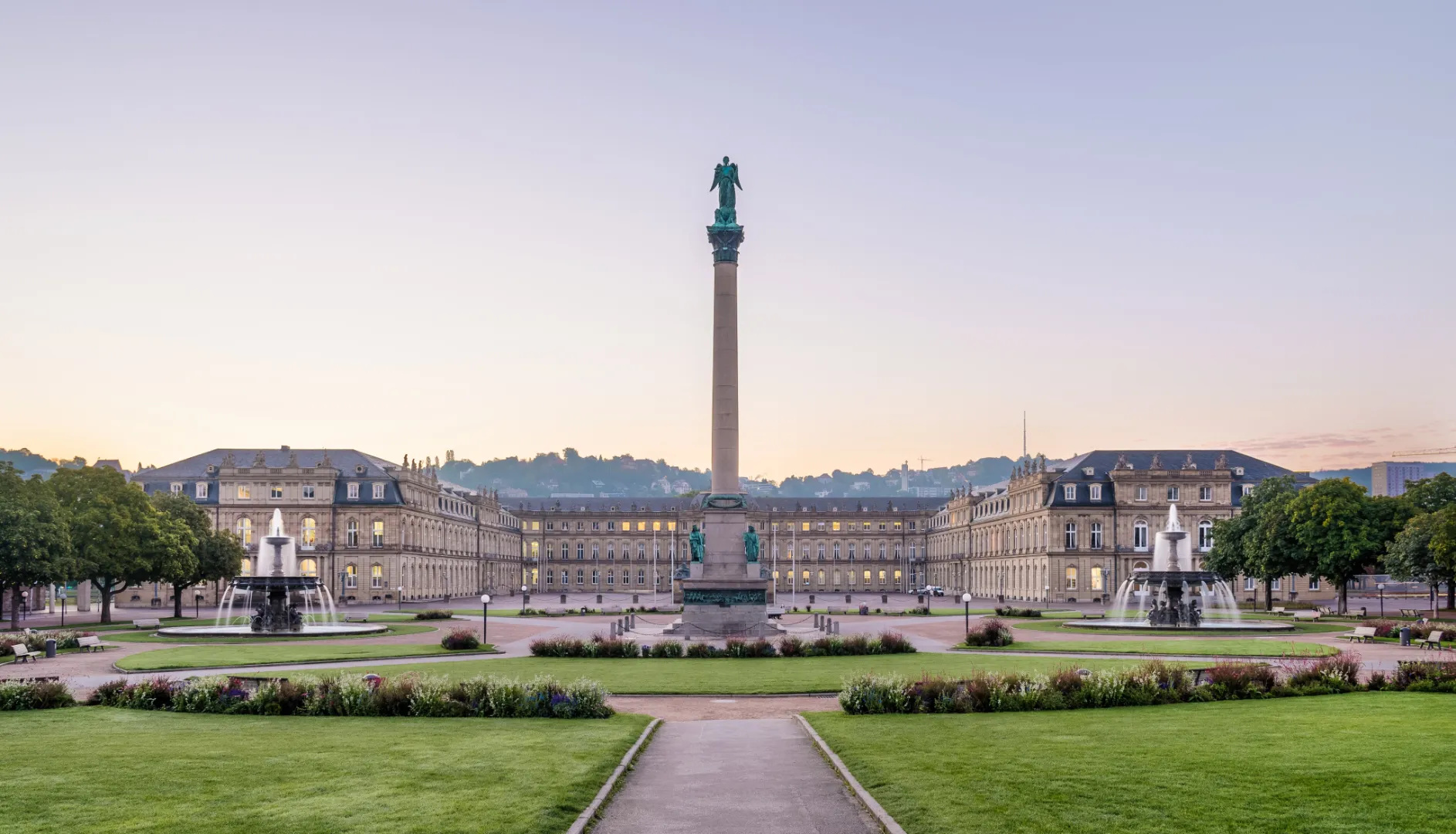 Colorful Buildings Views on Schlosspark in Stuttgart